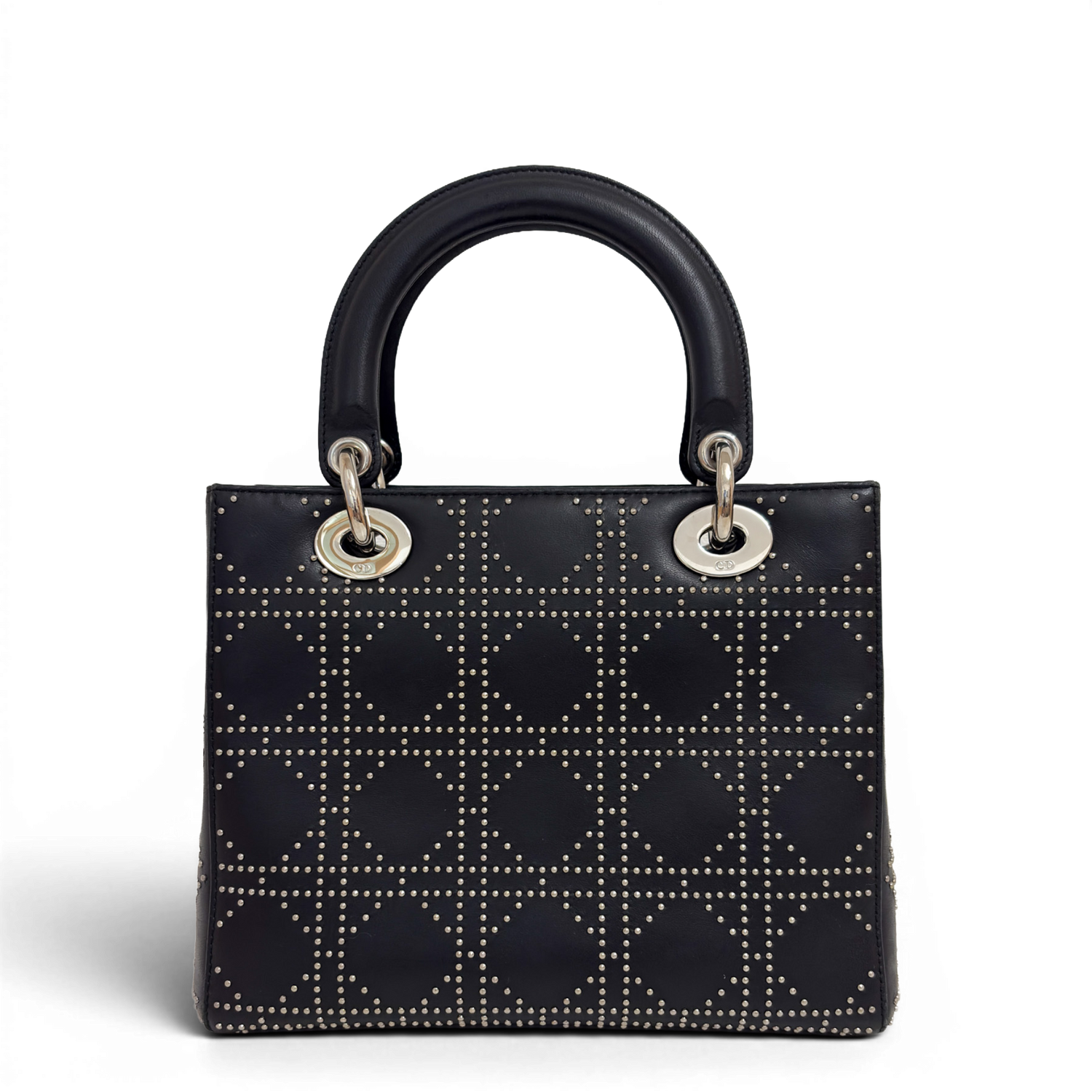 Lady Dior Medium Cannage Studs Hand Bag Balck
