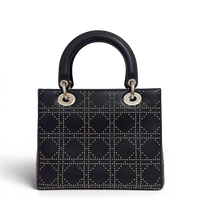 Lady Dior Medium Cannage Studs Hand Bag Balck