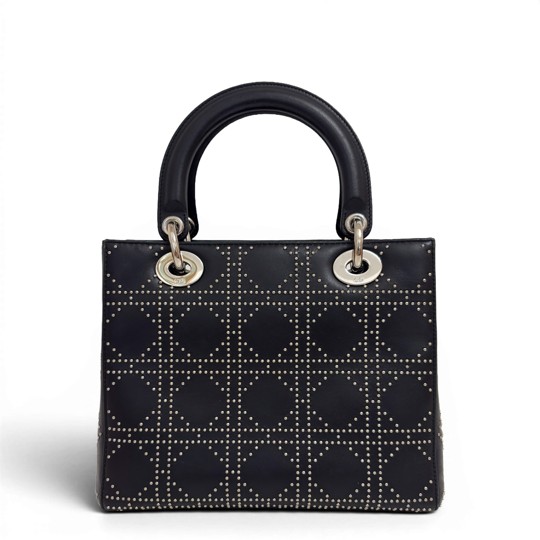 Lady Dior Medium Cannage Studs Hand Bag Balck