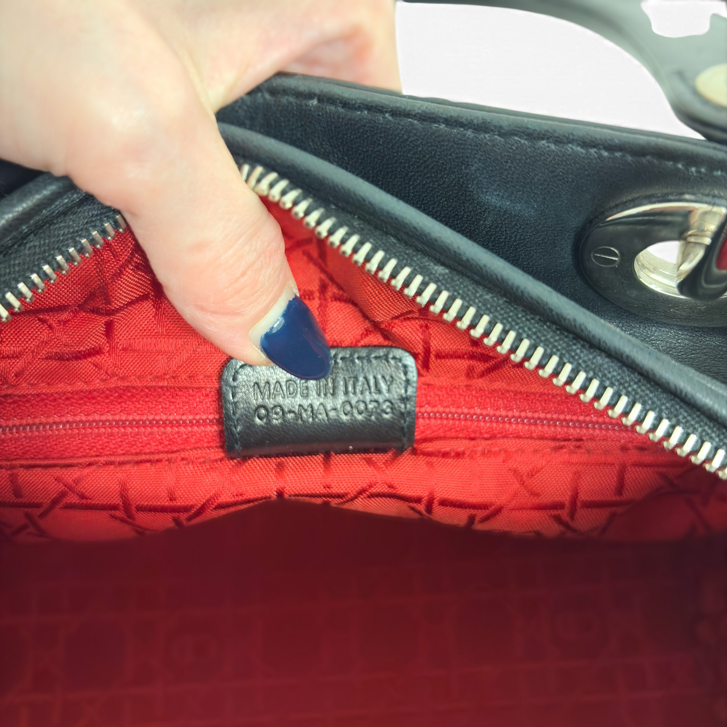 Lady Dior Medium Cannage Studs Hand Bag Balck