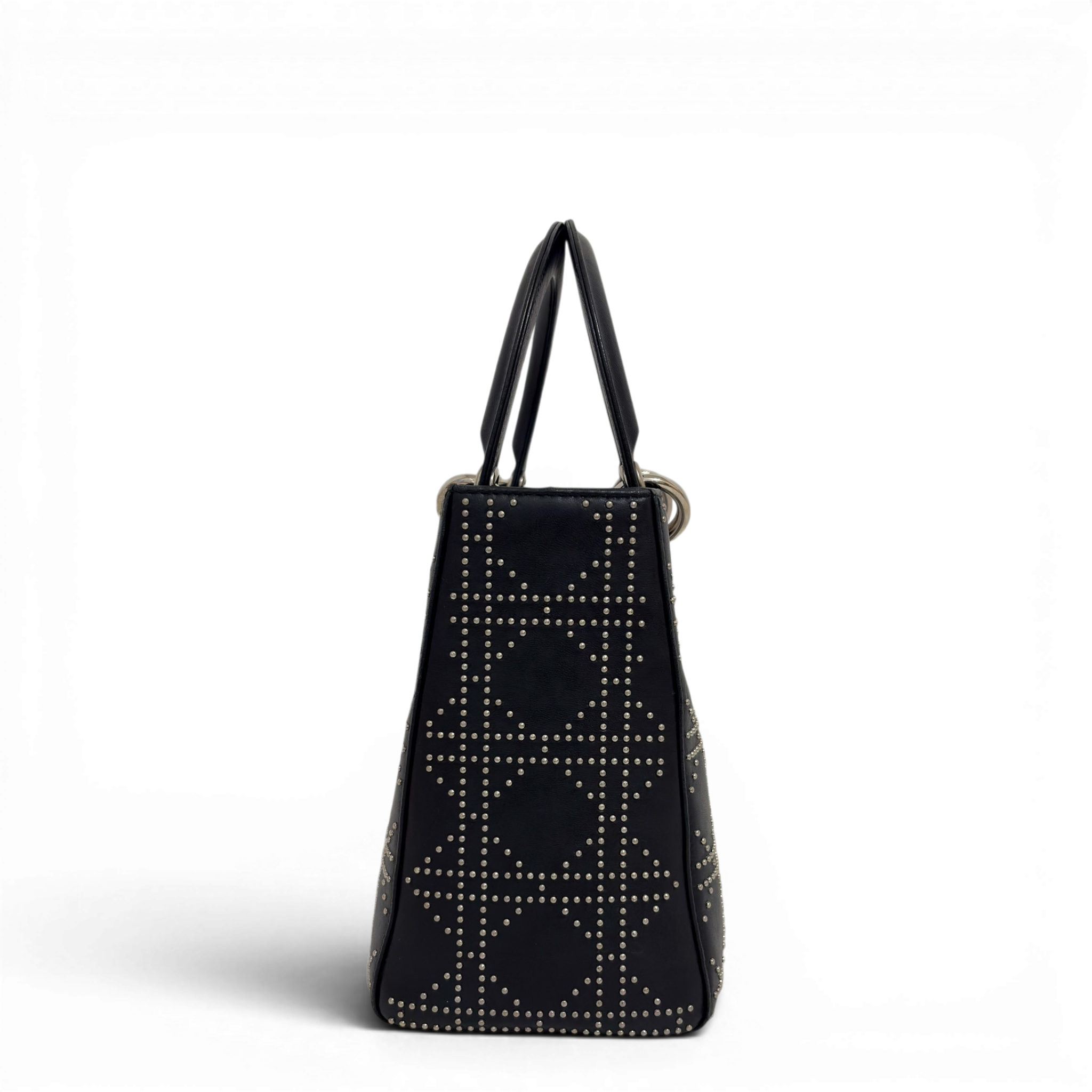 Lady Dior Medium Cannage Studs Hand Bag Balck