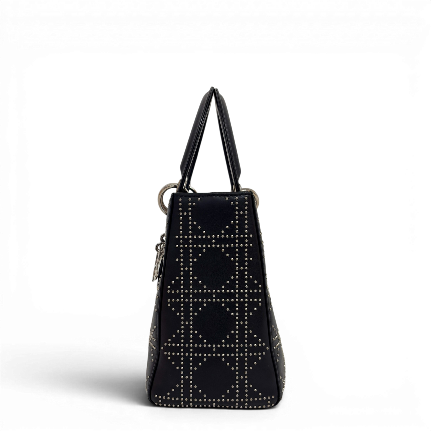 Lady Dior Medium Cannage Studs Hand Bag Balck