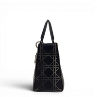 Lady Dior Medium Cannage Studs Hand Bag Balck