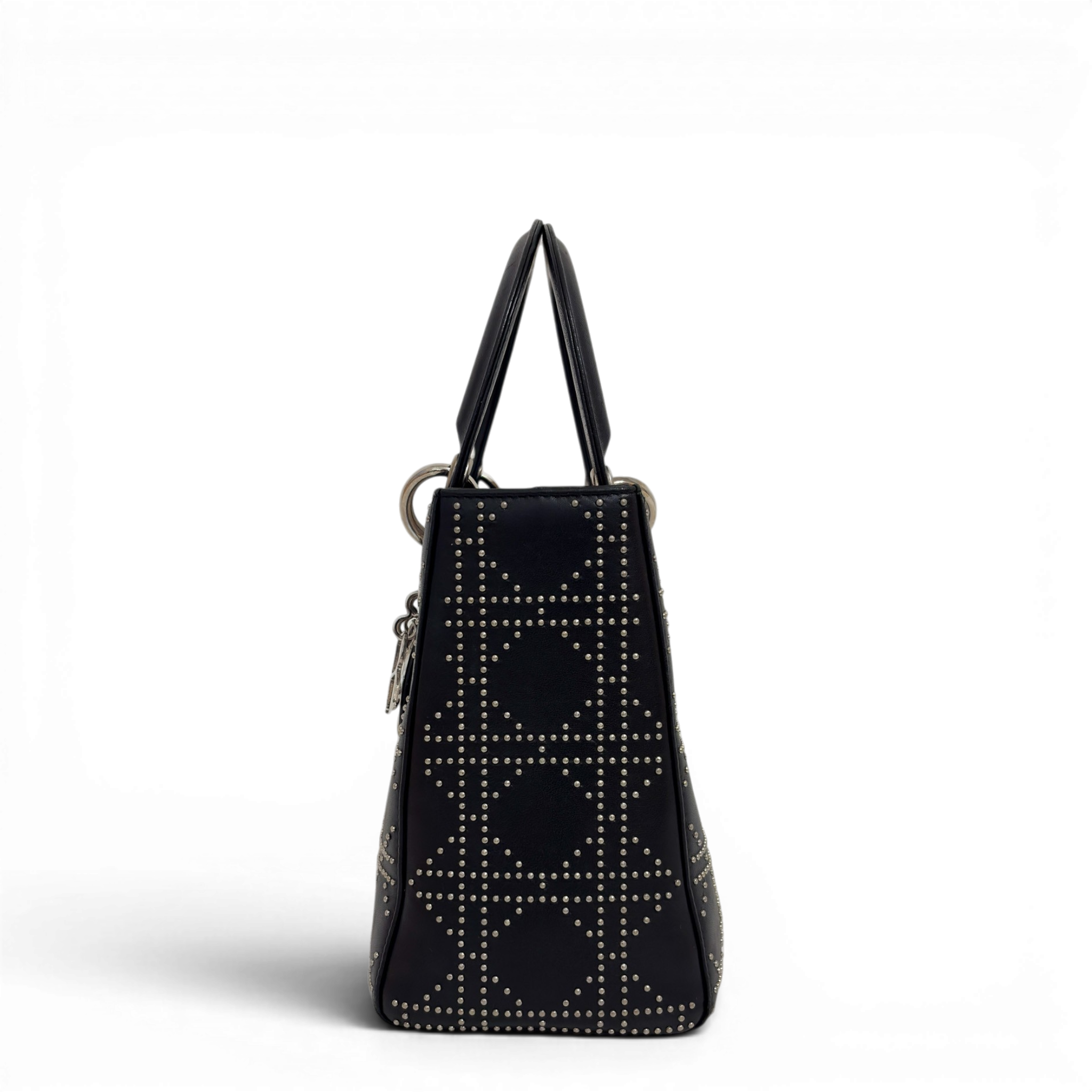 Lady Dior Medium Cannage Studs Hand Bag Balck
