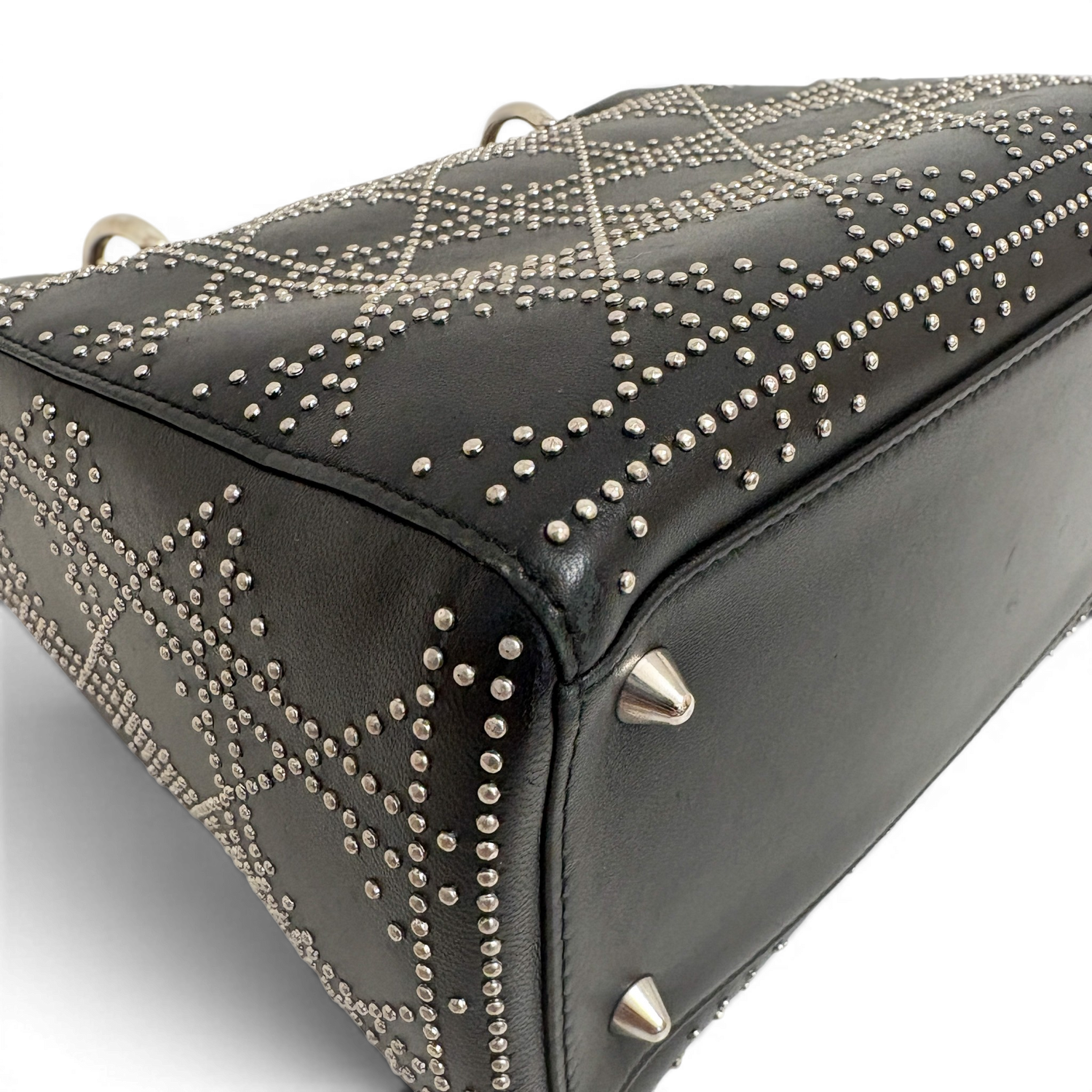 Lady Dior Medium Cannage Studs Hand Bag Balck
