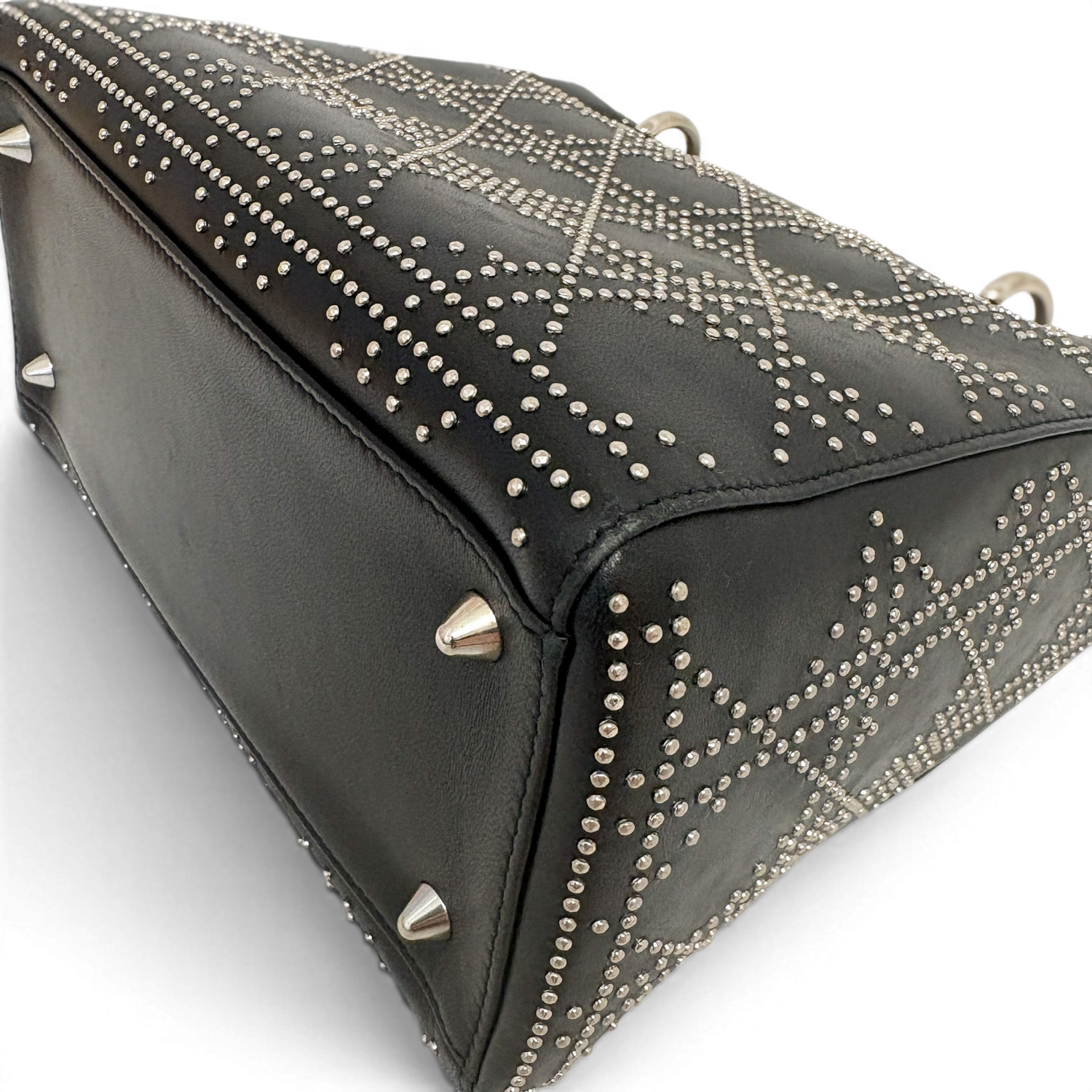 Lady Dior Medium Cannage Studs Hand Bag Balck