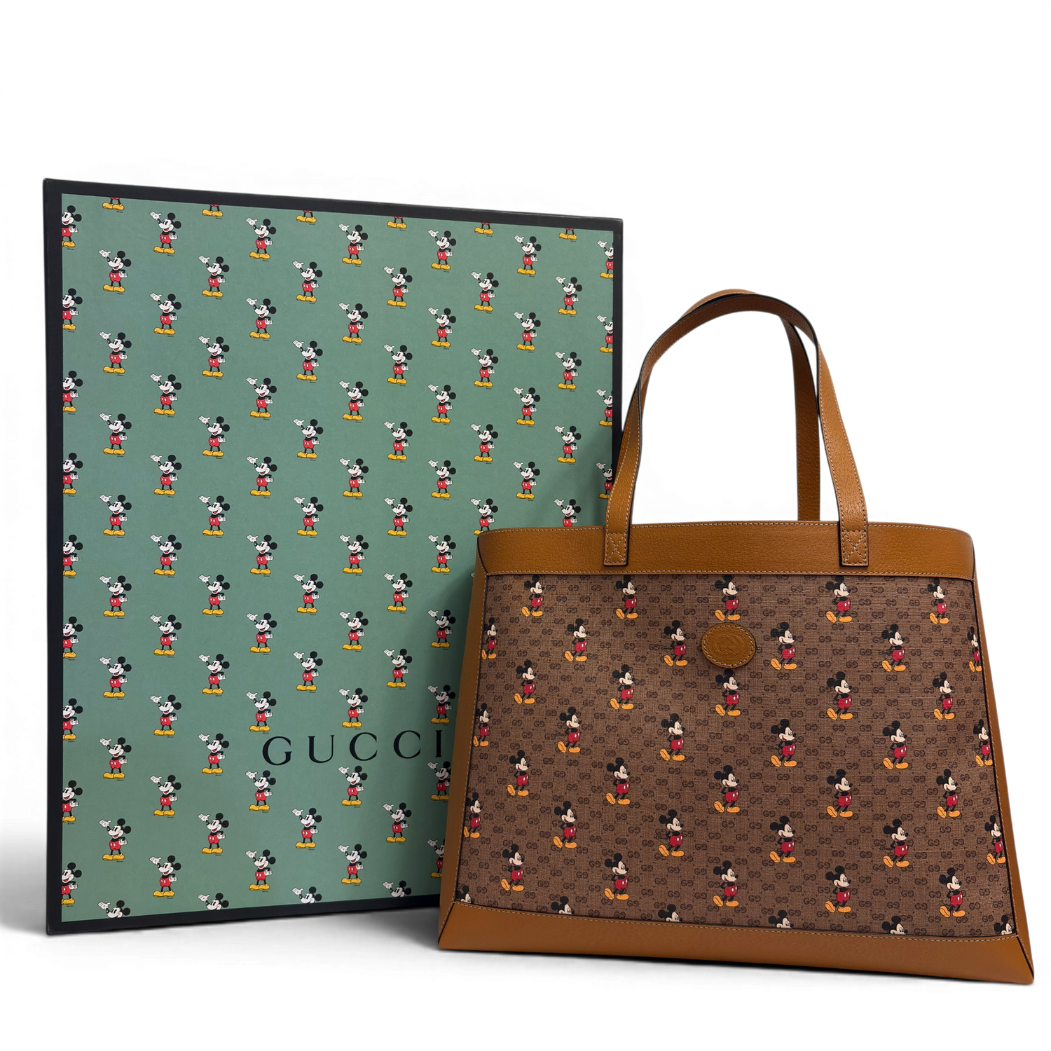 Gucci × Disney GG Supreme Monogram Mickey Mouse Bolsa Tote Bag Multicolor