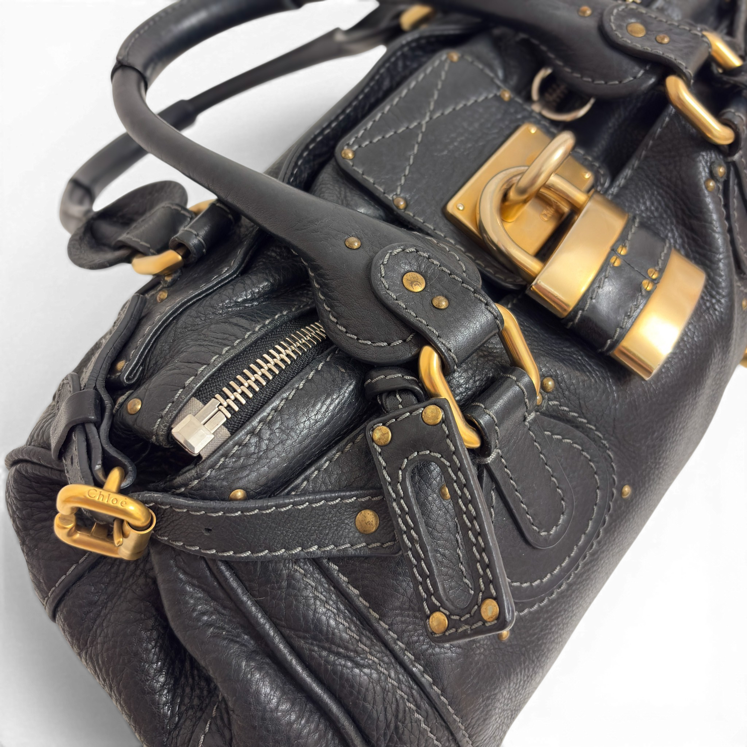 Calfskin Small Paddington Satchel Black