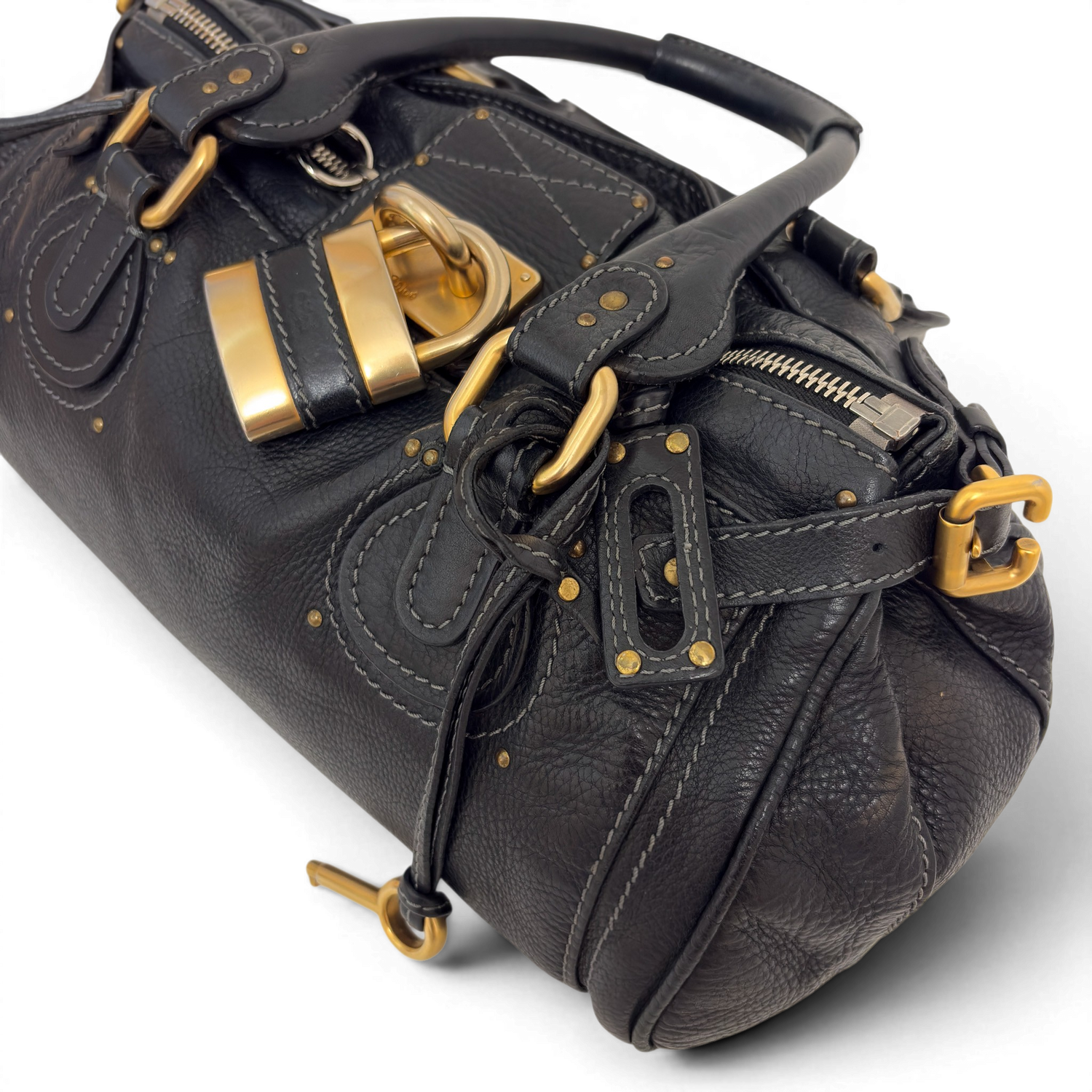 Calfskin Small Paddington Satchel Black