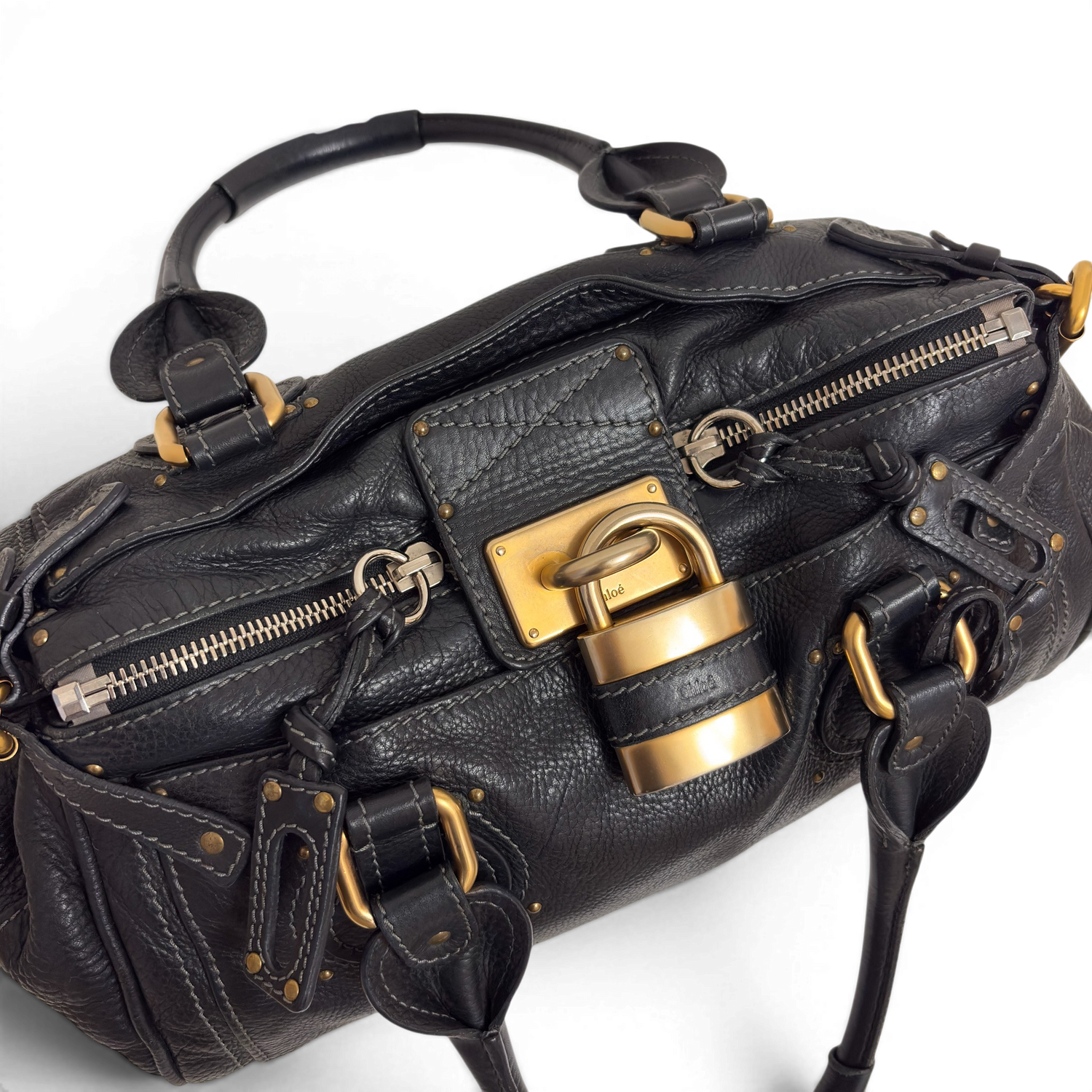 Calfskin Small Paddington Satchel Black