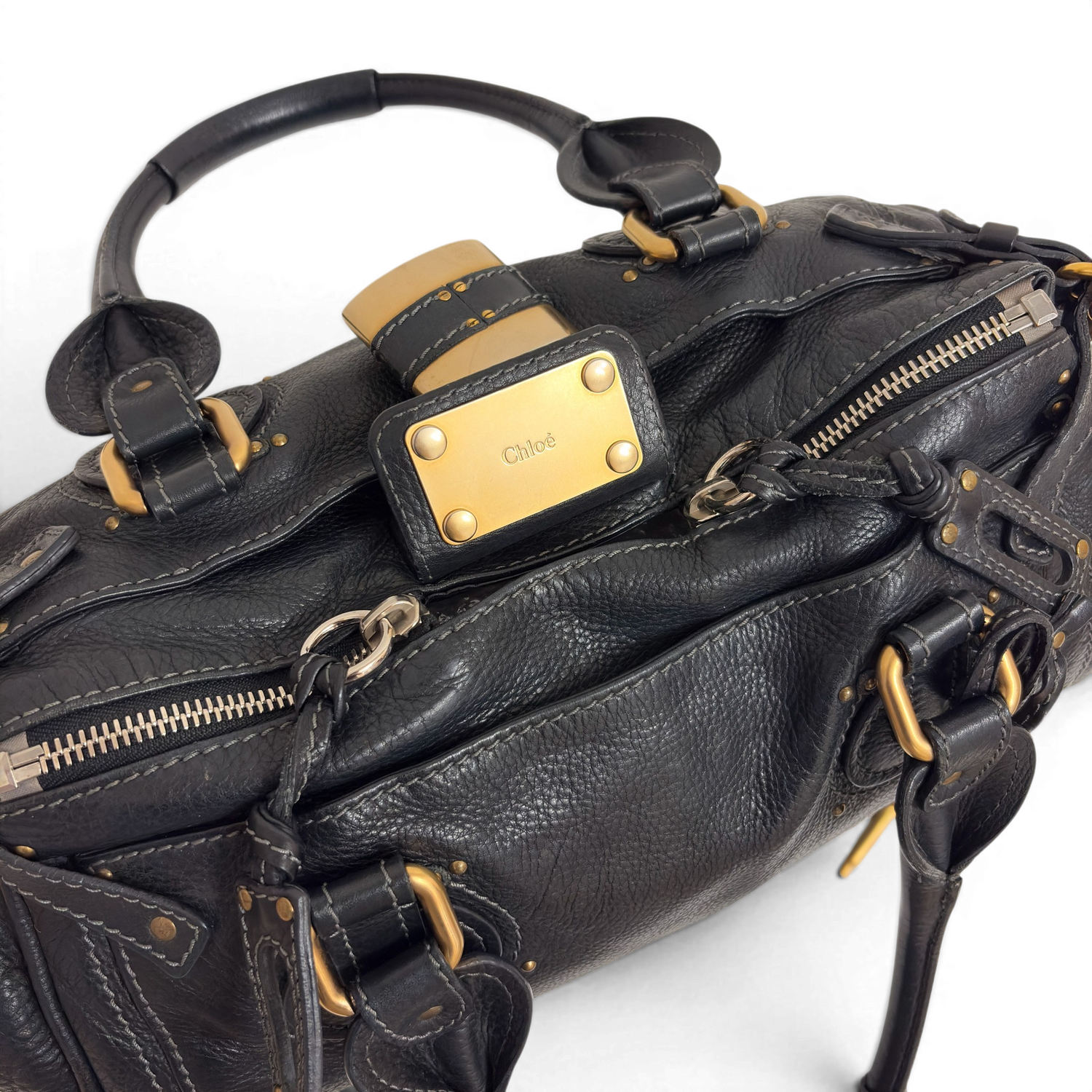 Calfskin Small Paddington Satchel Black