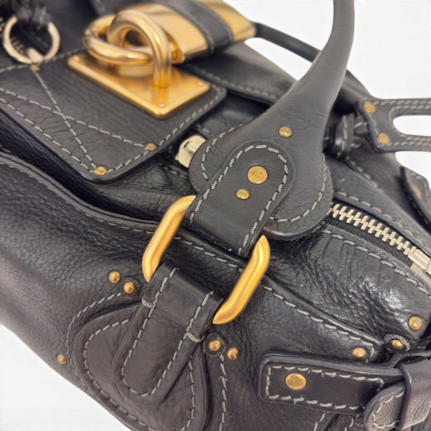 Calfskin Small Paddington Satchel Black