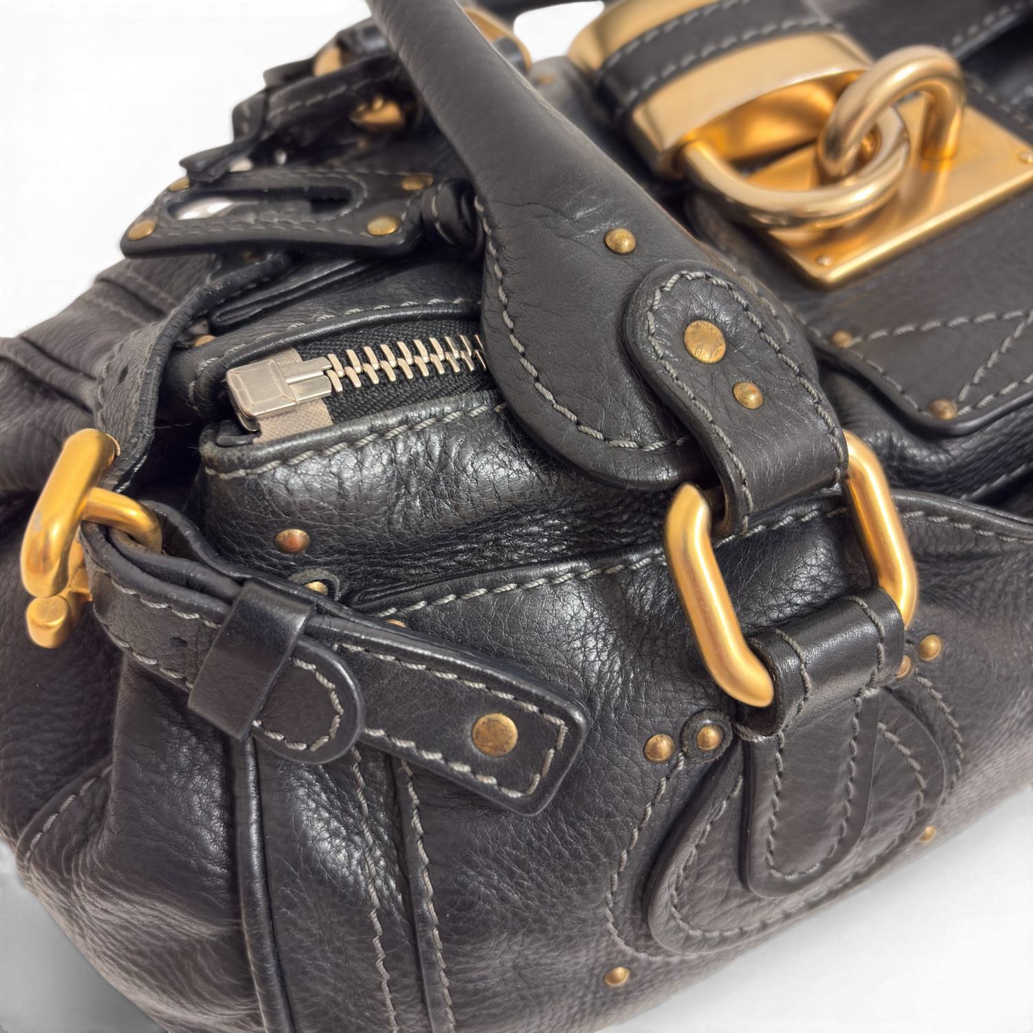 Calfskin Small Paddington Satchel Black