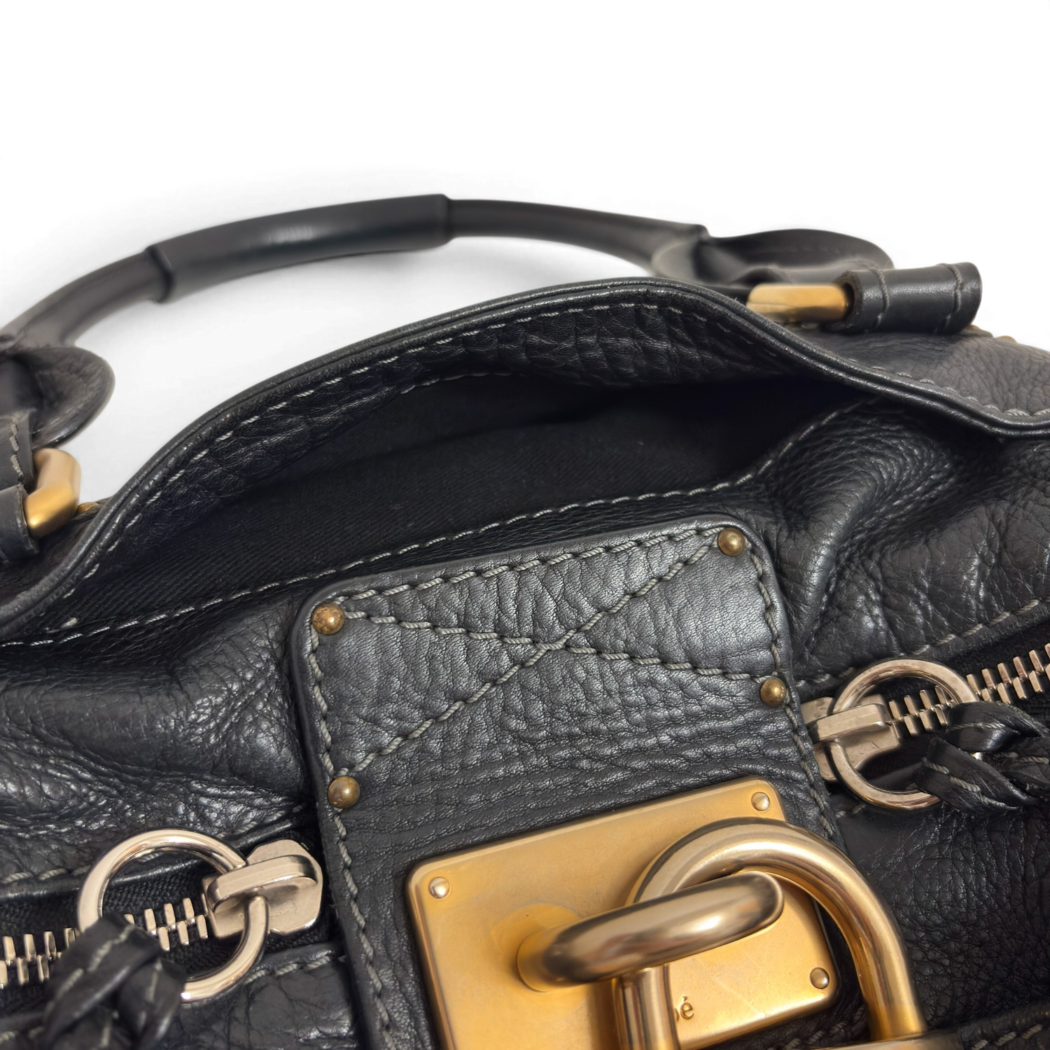 Calfskin Small Paddington Satchel Black