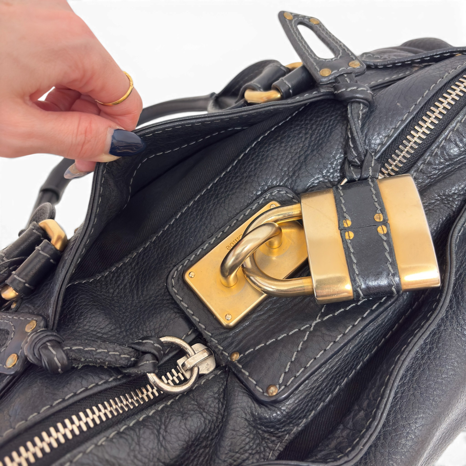 Calfskin Small Paddington Satchel Black