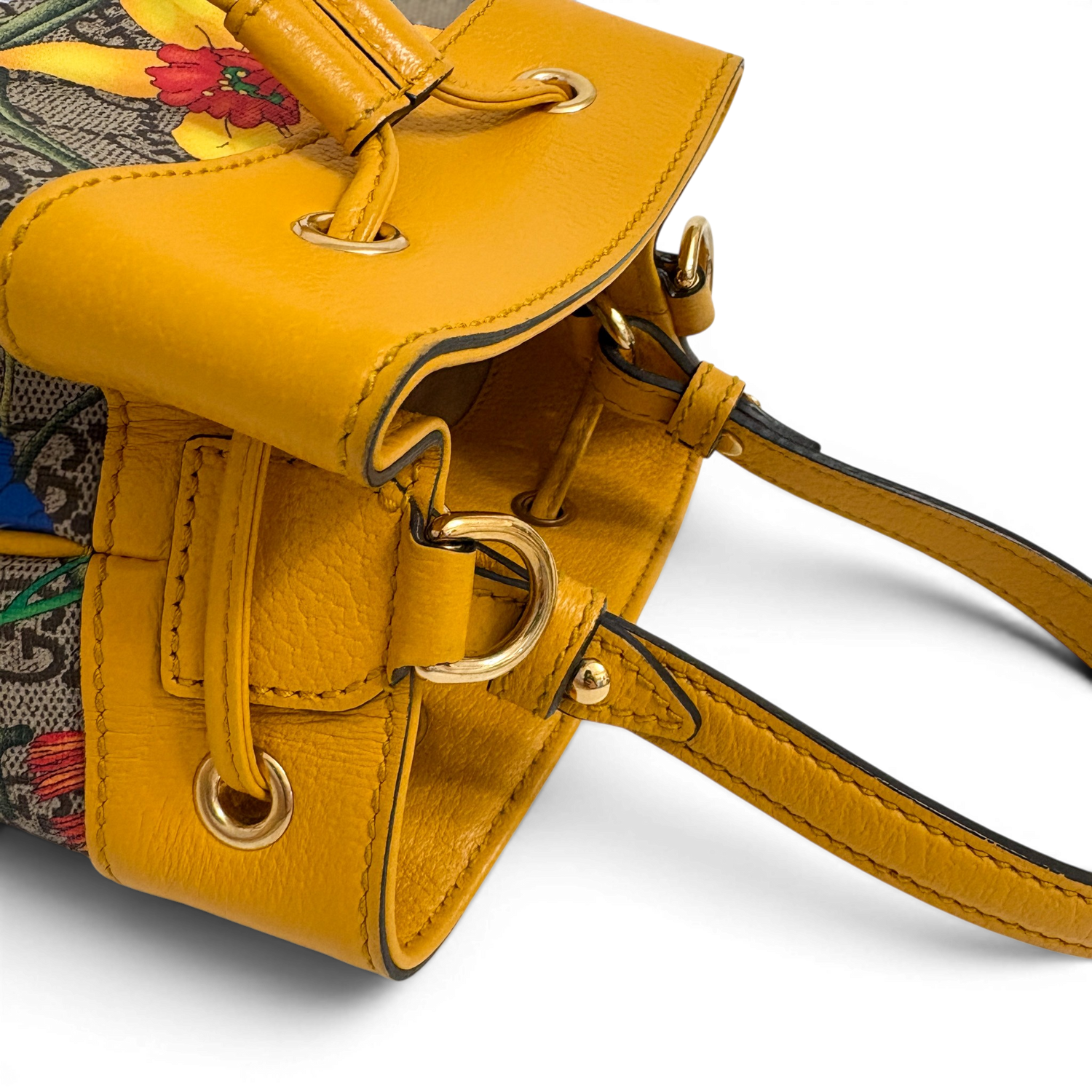 GG Supreme Ophidia Flora Small Bucket Bag Beige/Yellow