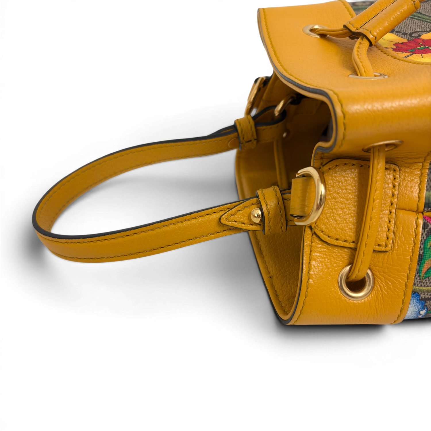 GG Supreme Ophidia Flora Small Bucket Bag Beige/Yellow
