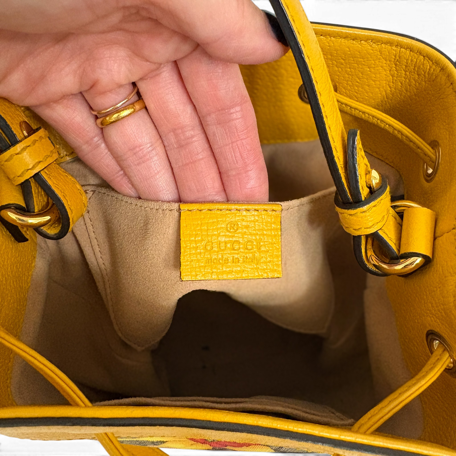 GG Supreme Ophidia Flora Small Bucket Bag Beige/Yellow