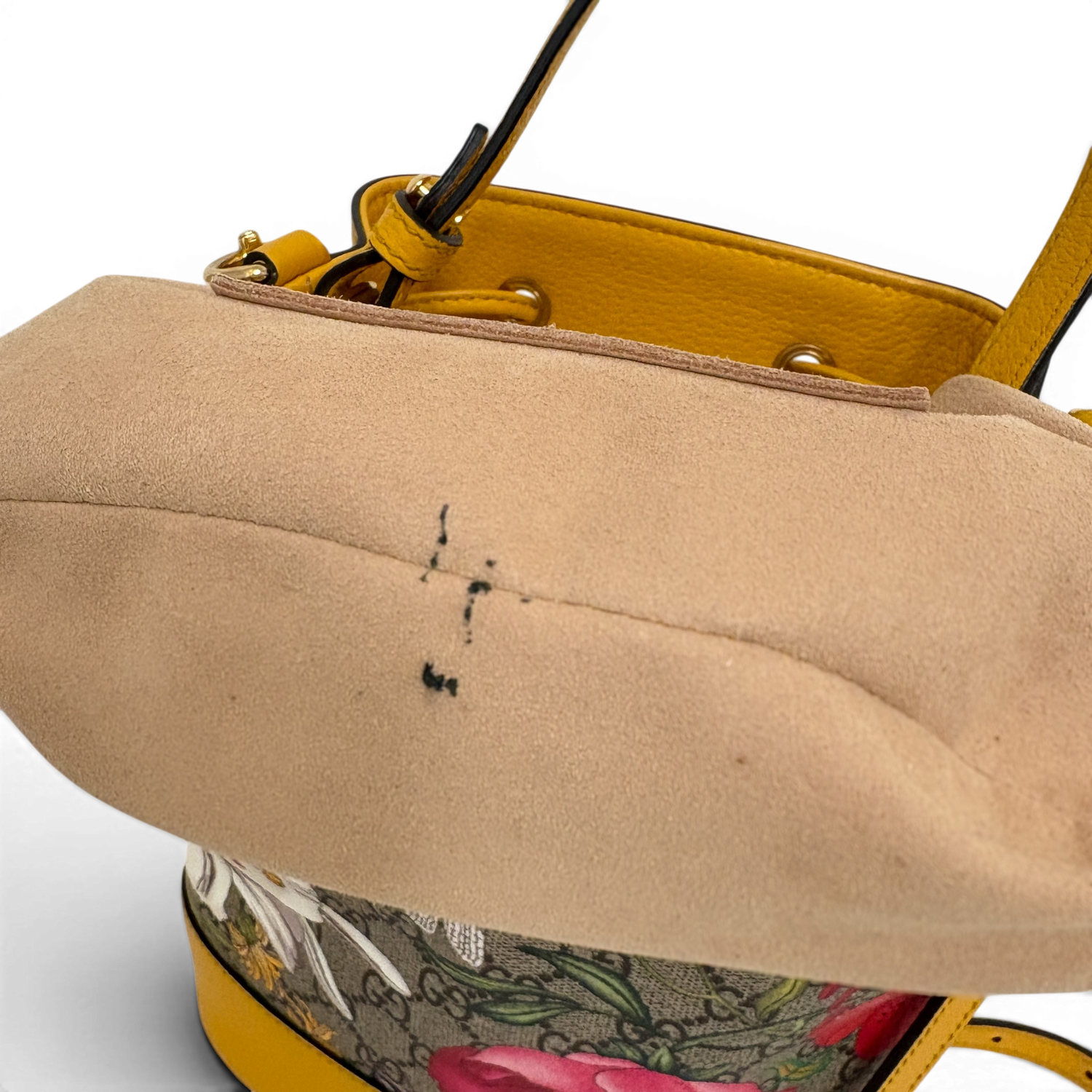 GG Supreme Ophidia Flora Small Bucket Bag Beige/Yellow