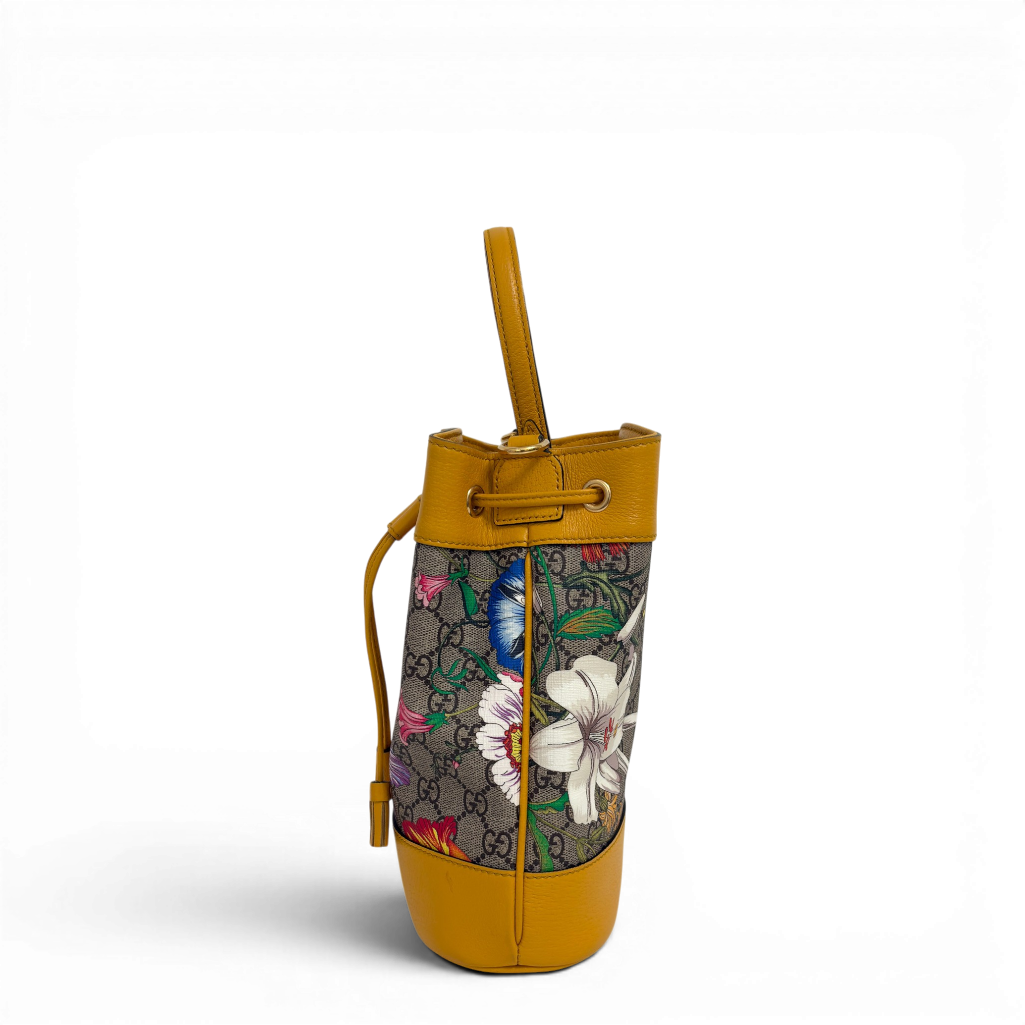 GG Supreme Ophidia Flora Small Bucket Bag Beige/Yellow