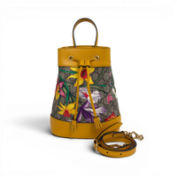 GG Supreme Ophidia Flora Small Bucket Bag Beige/Yellow