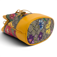 GG Supreme Ophidia Flora Small Bucket Bag Beige/Yellow
