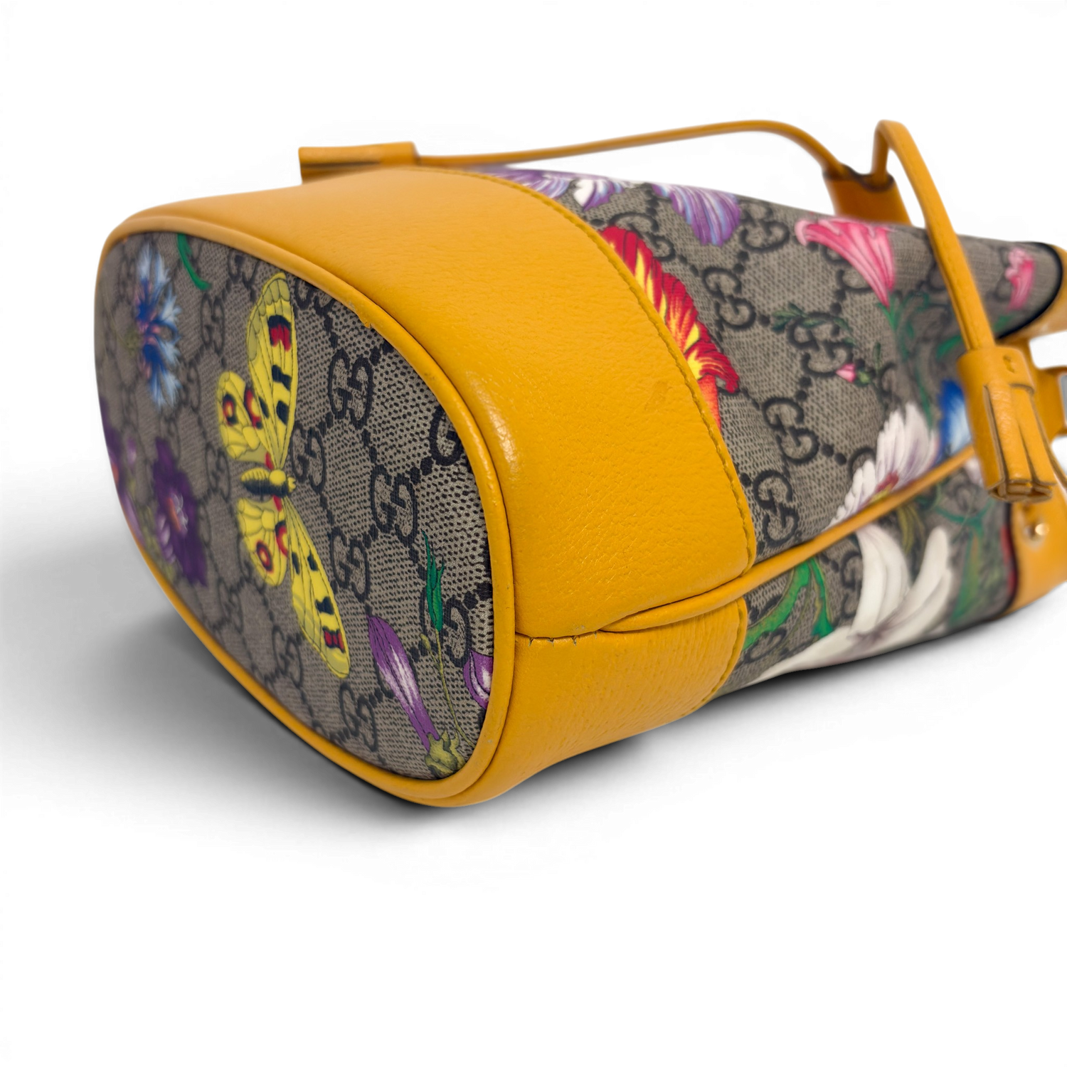 GG Supreme Ophidia Flora Small Bucket Bag Beige/Yellow