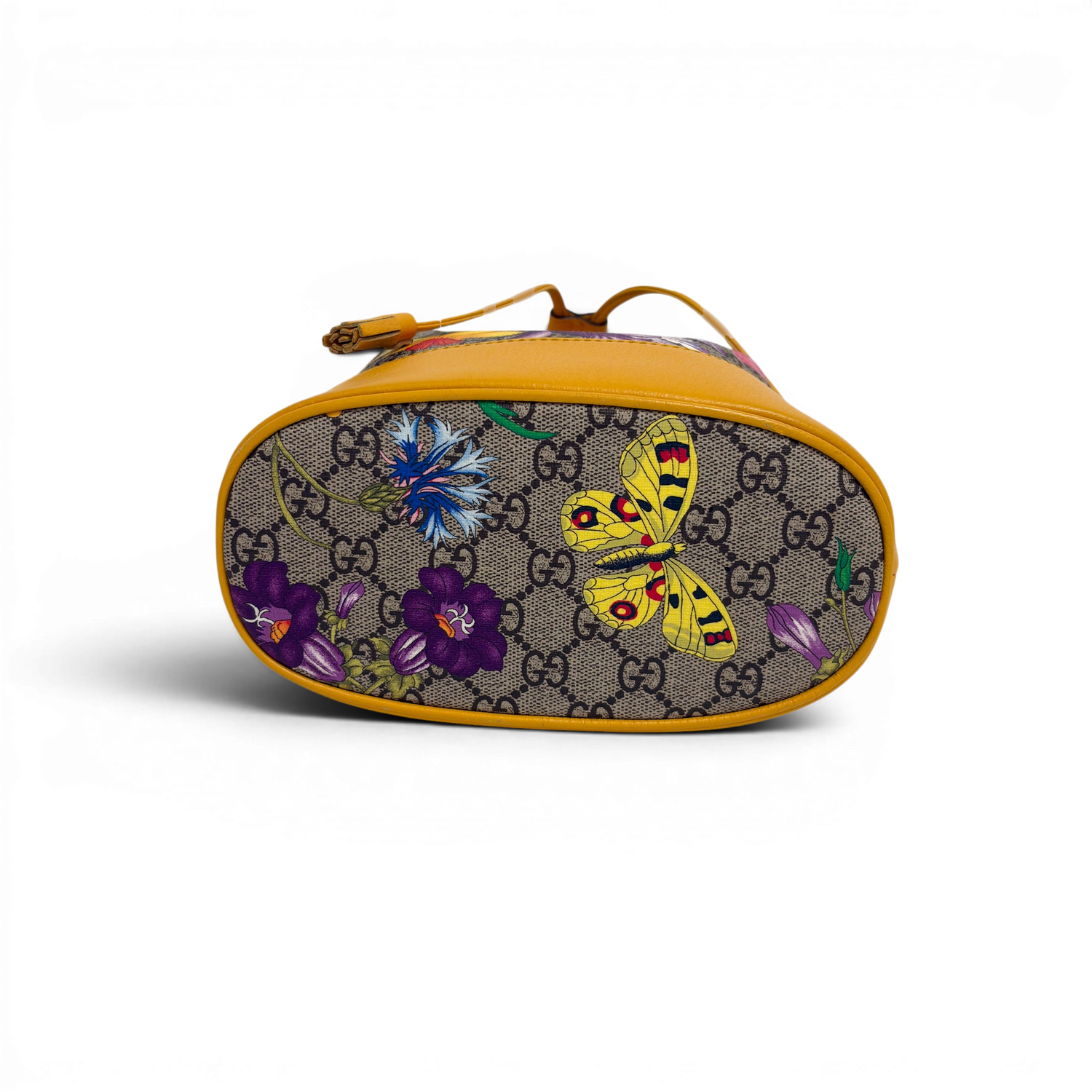 GG Supreme Ophidia Flora Small Bucket Bag Beige/Yellow