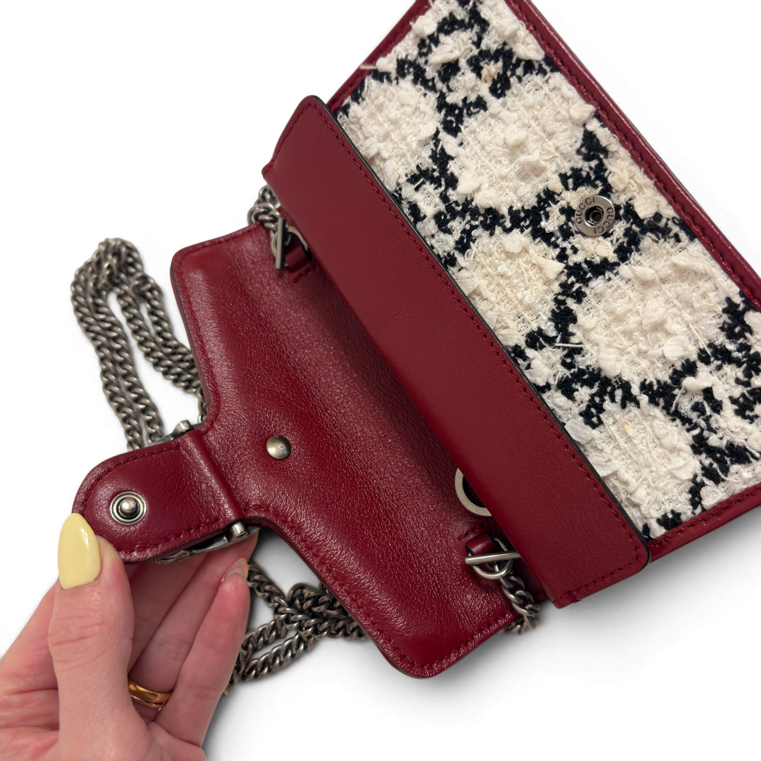 Dionysus Tweed Super Mini Crossbody Bag White