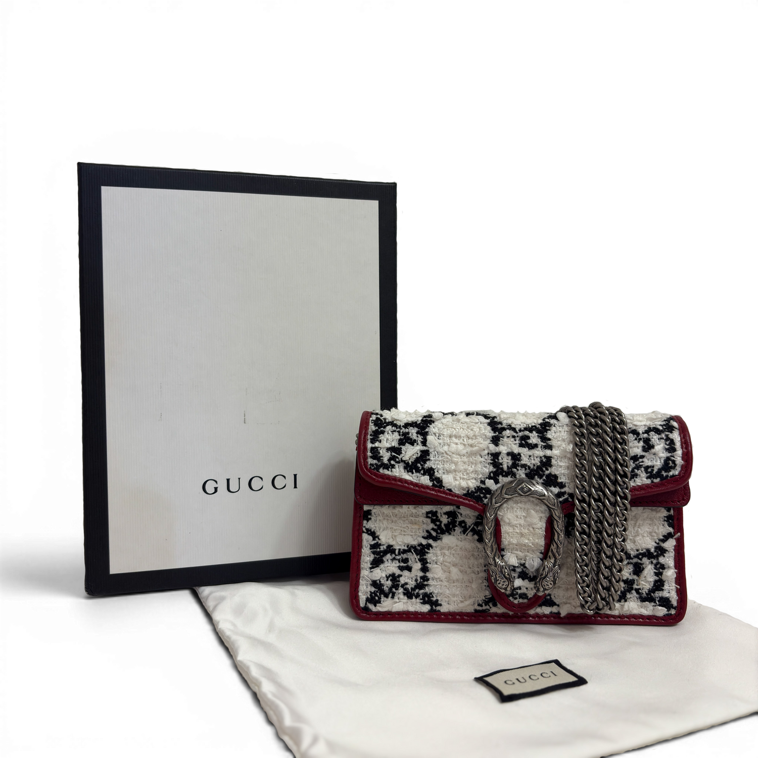 Dionysus Tweed Super Mini Crossbody Bag White