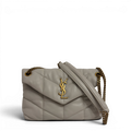 Lambskin Quilted Toy Loulou Puffer Monogram Chain Satchel Crema Soft White