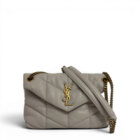Lambskin Quilted Toy Loulou Puffer Monogram Chain Satchel Crema Soft White