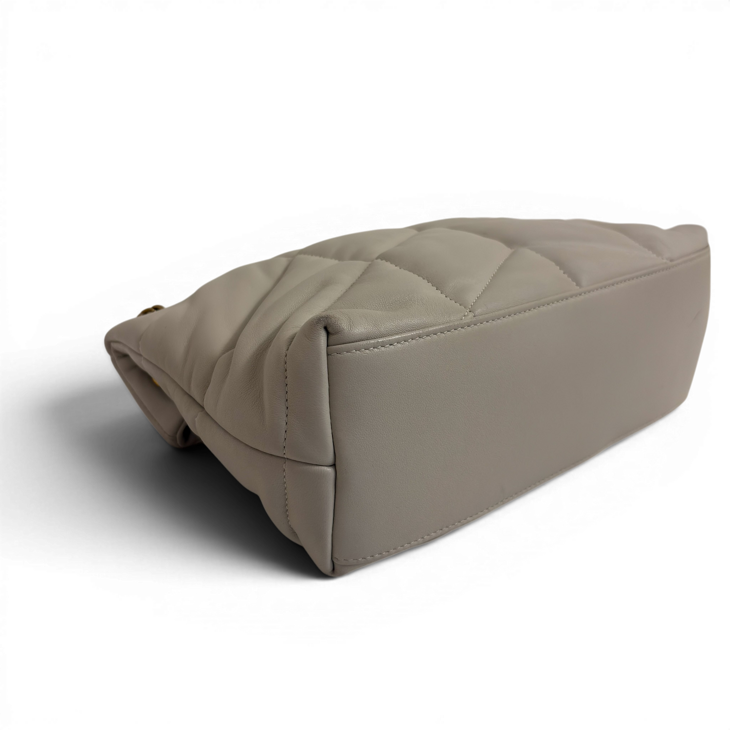 Lambskin Quilted Toy Loulou Puffer Monogram Chain Satchel Crema Soft White