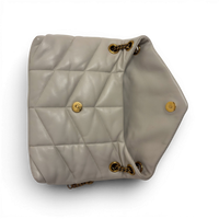 Lambskin Quilted Toy Loulou Puffer Monogram Chain Satchel Crema Soft White