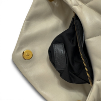 Lambskin Quilted Toy Loulou Puffer Monogram Chain Satchel Crema Soft White