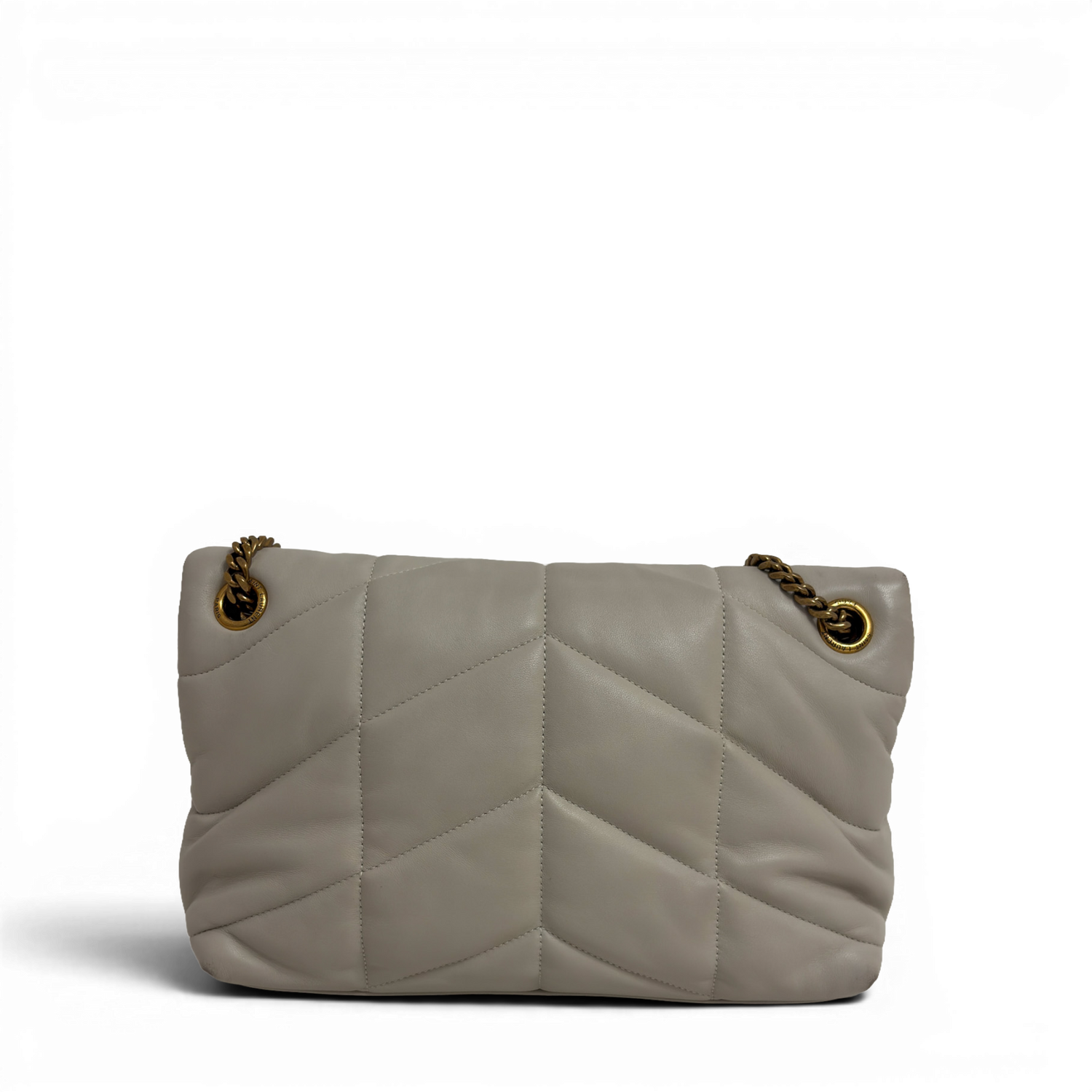 Lambskin Quilted Toy Loulou Puffer Monogram Chain Satchel Crema Soft White