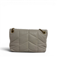 Lambskin Quilted Toy Loulou Puffer Monogram Chain Satchel Crema Soft White