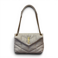 Lambskin Quilted Toy Loulou Puffer Monogram Chain Satchel Crema Soft White