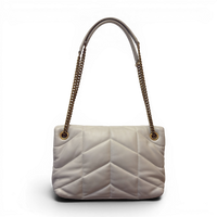 Lambskin Quilted Toy Loulou Puffer Monogram Chain Satchel Crema Soft White