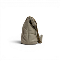 Lambskin Quilted Toy Loulou Puffer Monogram Chain Satchel Crema Soft White