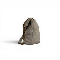 Lambskin Quilted Toy Loulou Puffer Monogram Chain Satchel Crema Soft White