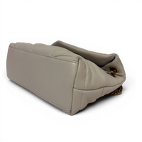 Lambskin Quilted Toy Loulou Puffer Monogram Chain Satchel Crema Soft White