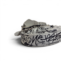 Agneau Arena Graffiti Le Cagole Shoulder Bag XS White Black