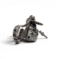 Agneau Arena Graffiti Le Cagole Shoulder Bag XS White Black