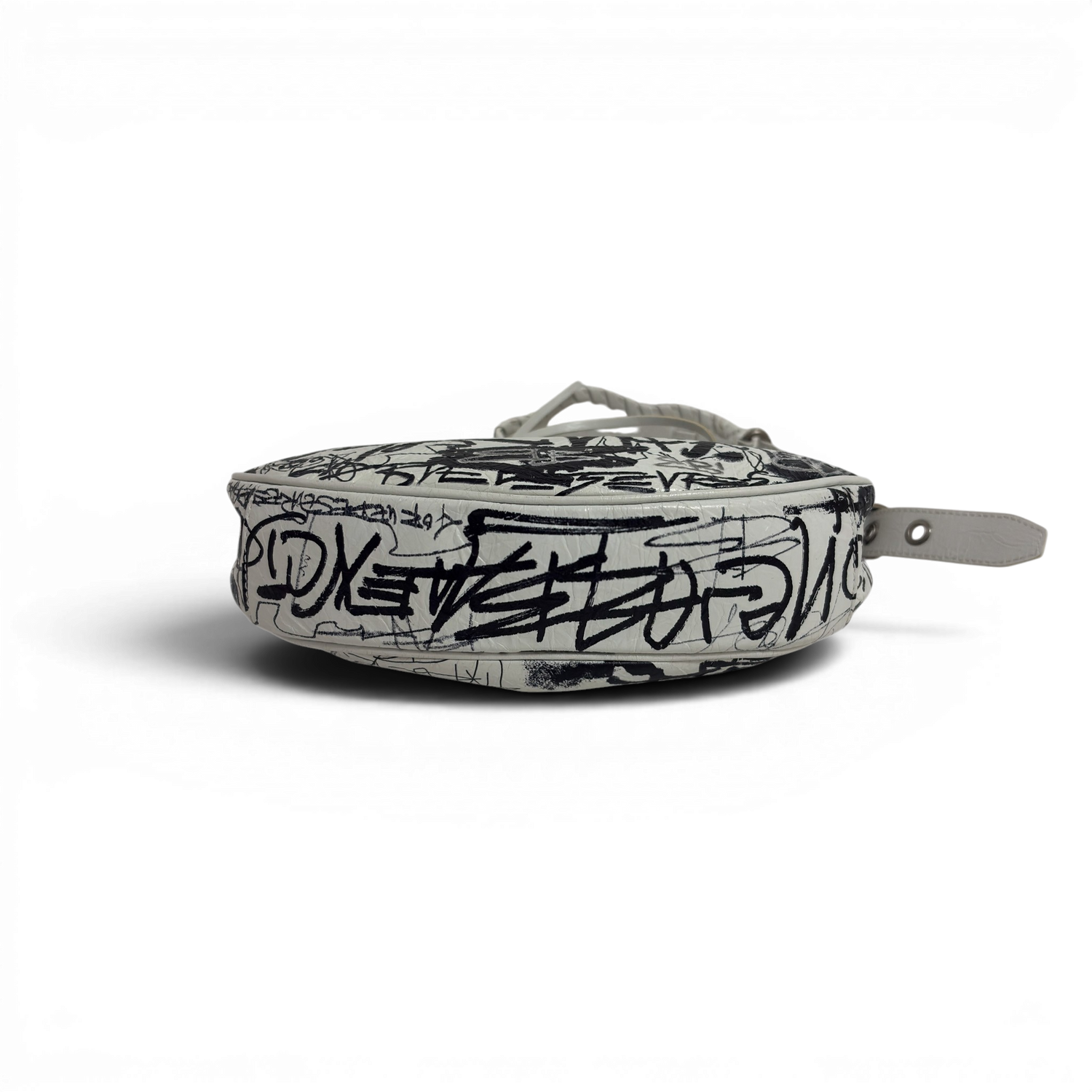 Agneau Arena Graffiti Le Cagole Shoulder Bag XS White Black