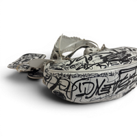 Agneau Arena Graffiti Le Cagole Shoulder Bag XS White Black