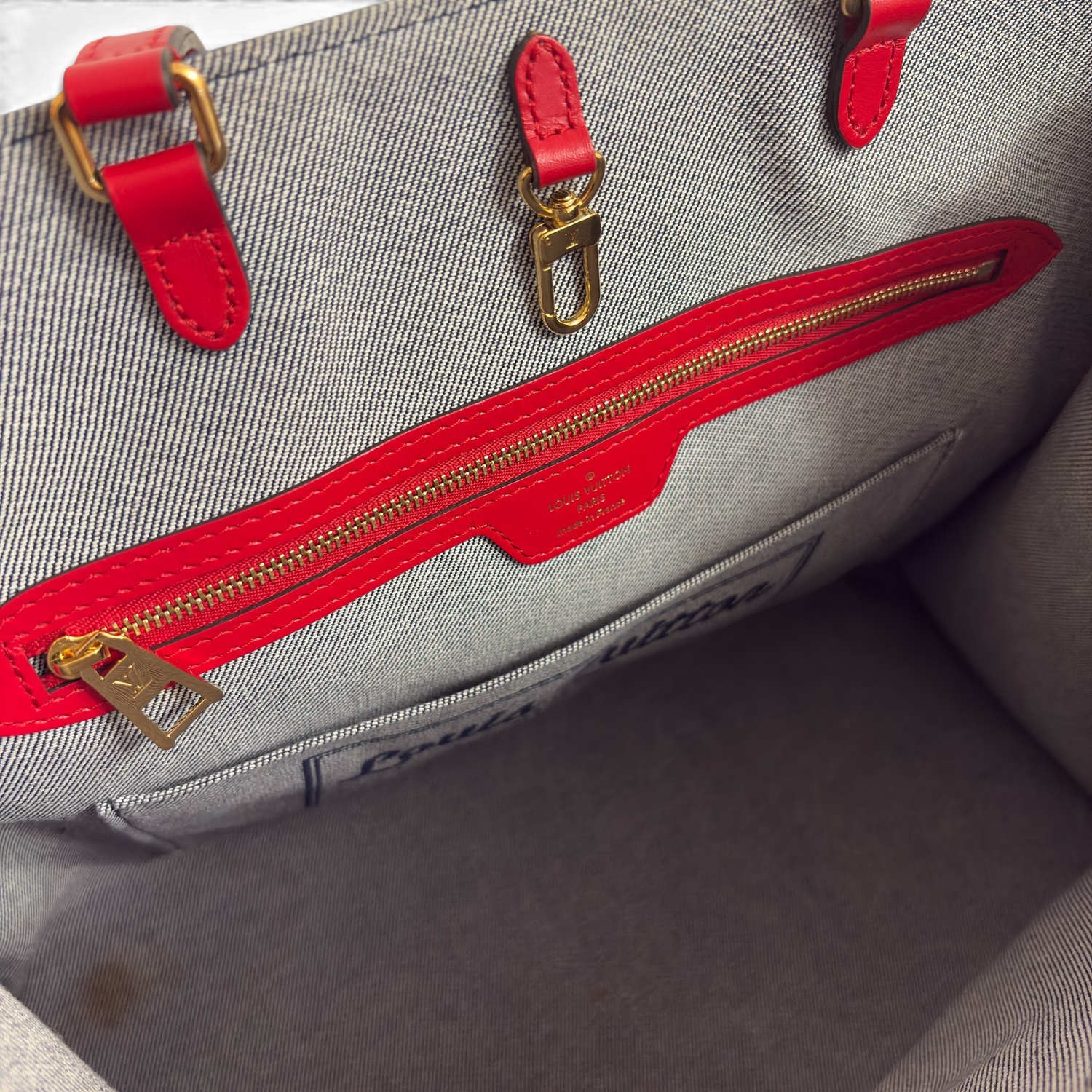 Onthego Denim GM Tote Bag Blue Multicolor