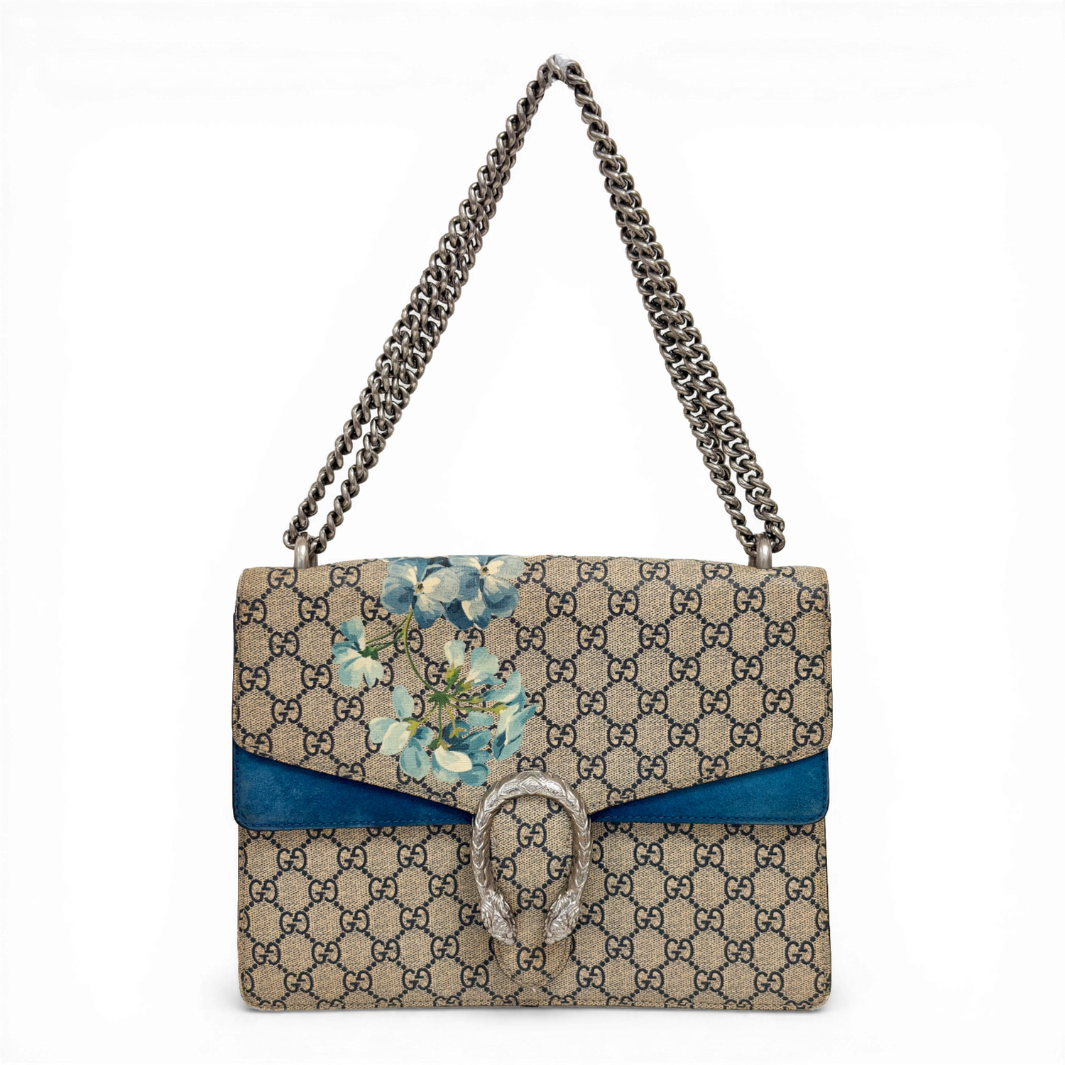 Gucci GG Supreme Blue Blooms Dionysus Chain Shoulder Bag Front