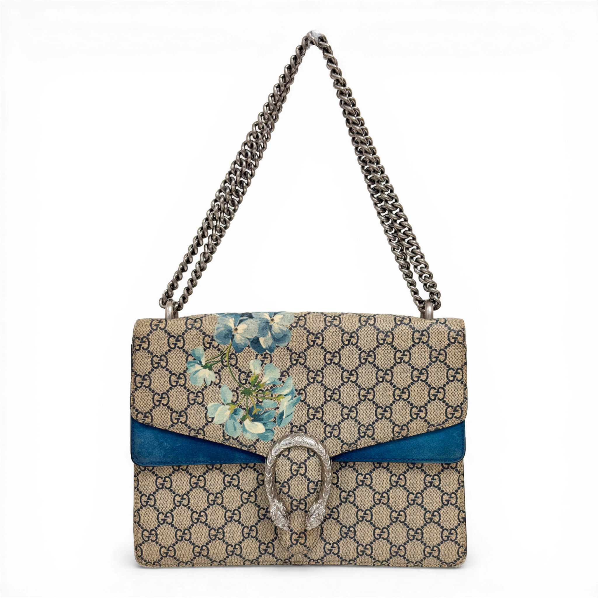 Gucci GG Supreme Blue Blooms Dionysus Chain Shoulder Bag Front