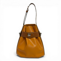 Louis Vuitton Epi NeoNoe MM in Safran Yellow with brown trim and detachable shoulder strap.